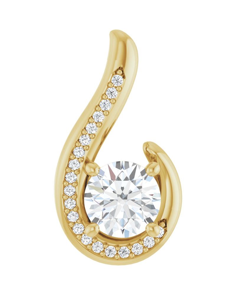 Pingente Orgânico Cravejado em Ouro 14k com Diamantes de Laboratório