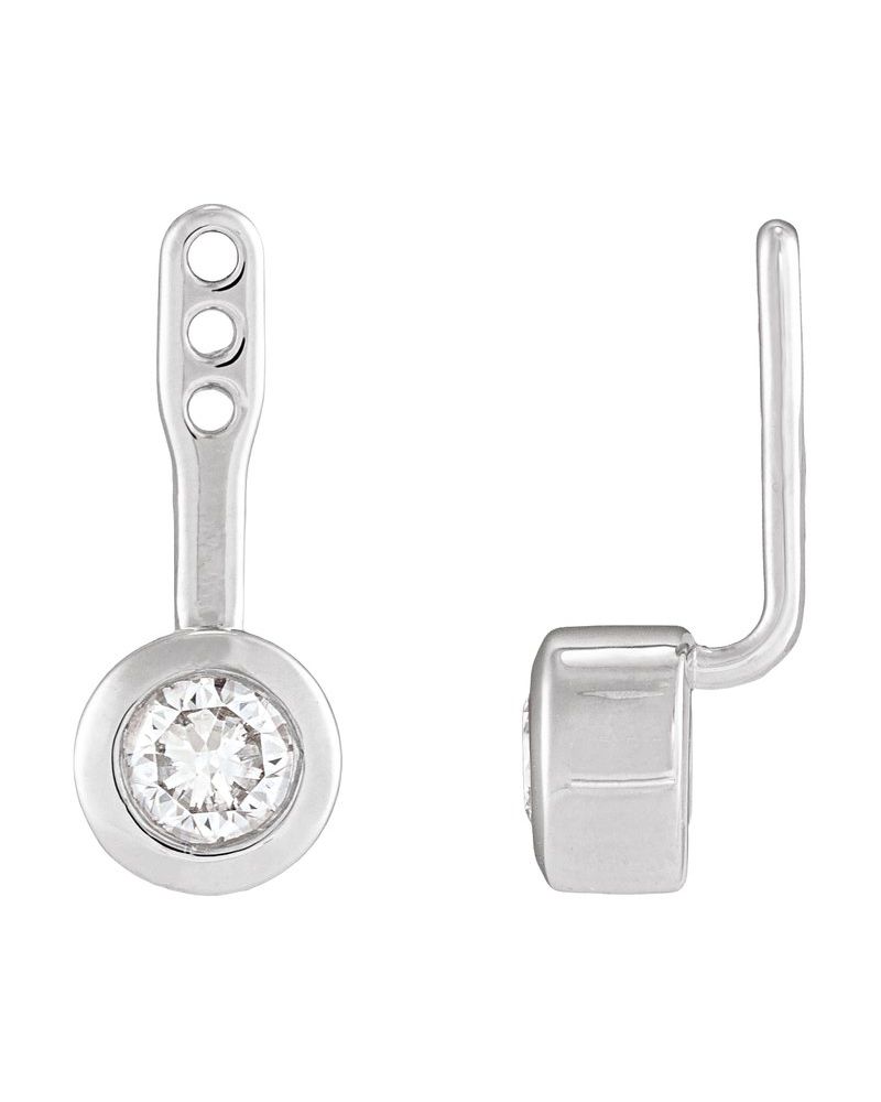 Jaqueta para Brinco com Cravação Bezel em Ouro 14k com Diamantes de Laboratório