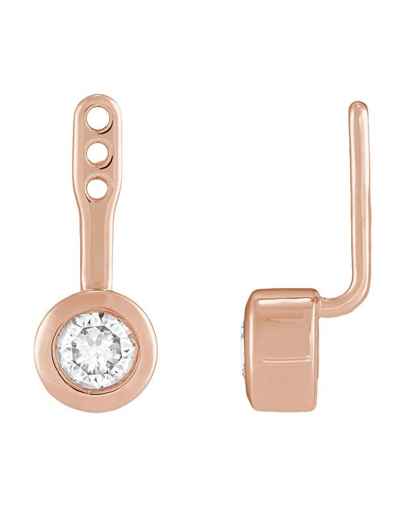 Jaqueta para Brinco com Cravação Bezel em Ouro 14k com Diamantes de Laboratório