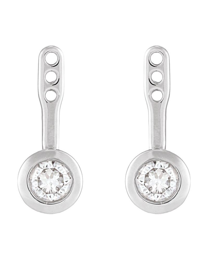 Jaqueta para Brinco com Cravação Bezel em Ouro 14k com Diamantes de Laboratório