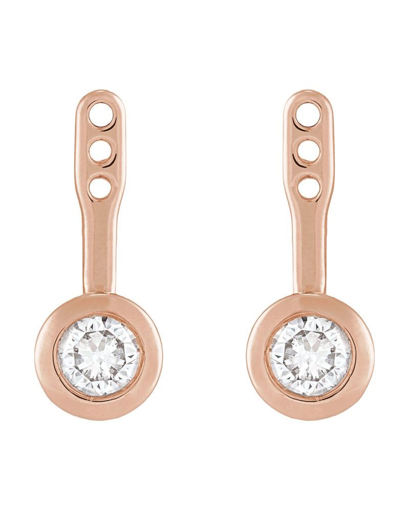 Jaqueta para Brinco com Cravação Bezel em Ouro 14k com Diamantes de Laboratório