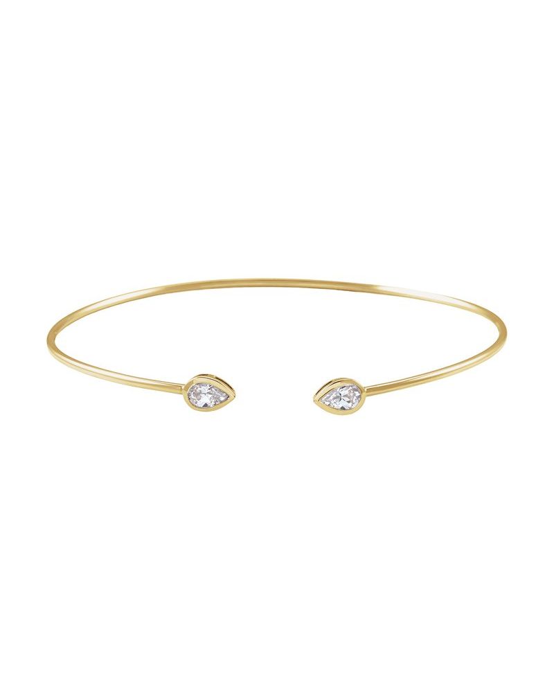 Bracelete Rígido Cravejado em Ouro 14k com Diamantes de Laboratório