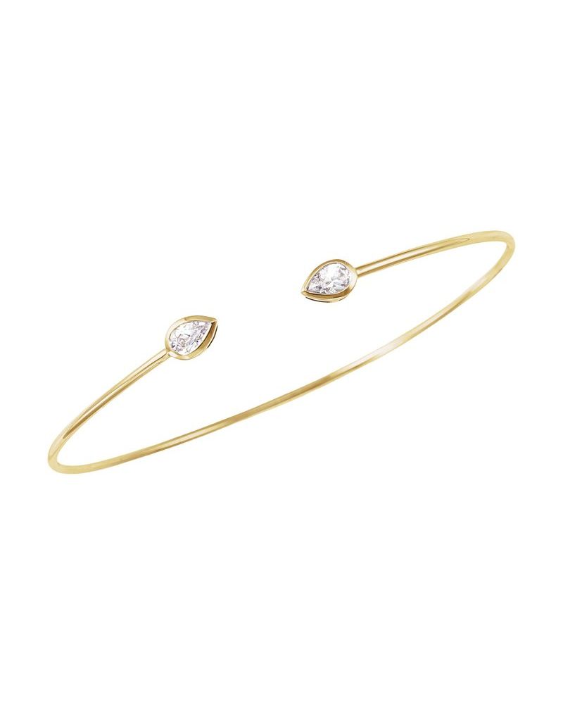 Bracelete Rígido Cravejado em Ouro 14k com Diamantes de Laboratório