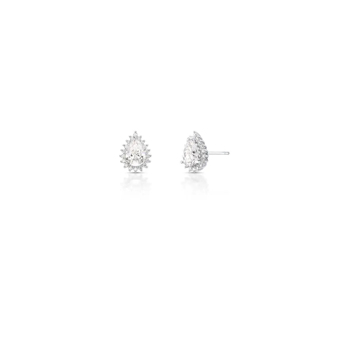 Brinco de Prata 925 de Gota em Pedras Moissanites