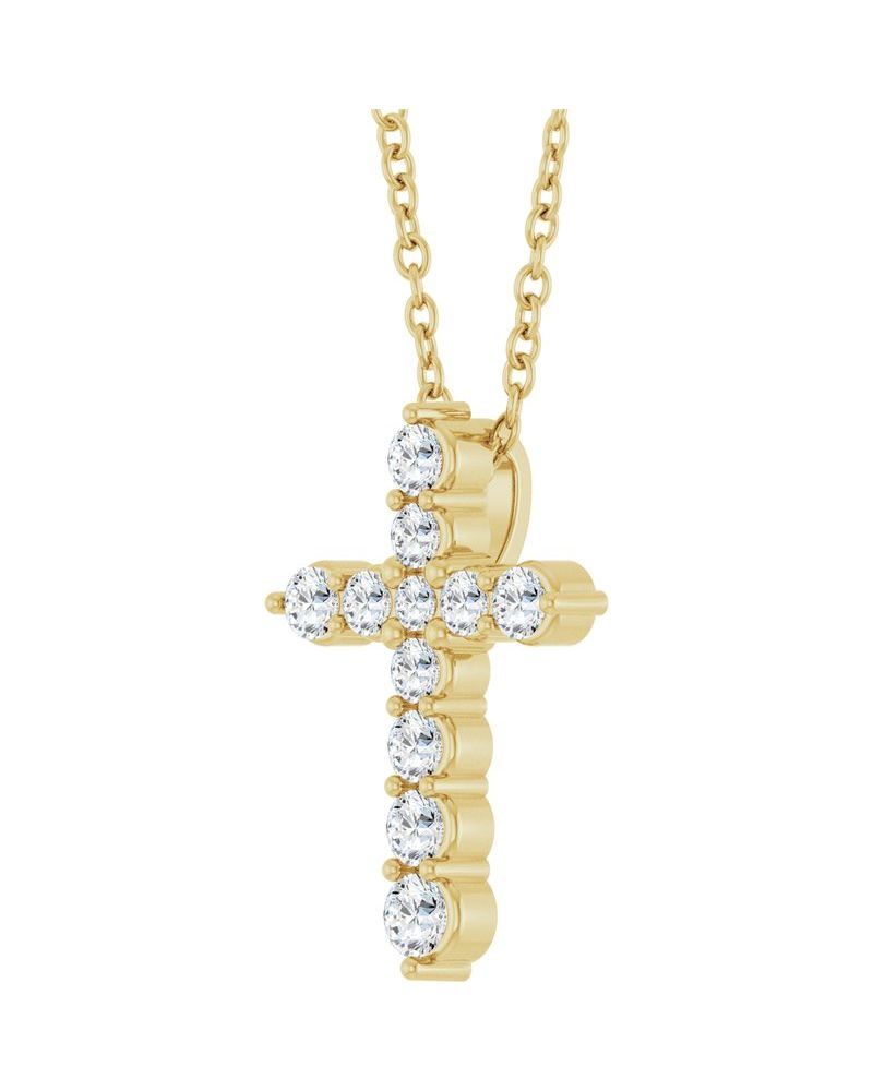 Colar Cruz Cravejado em Ouro 14k com Diamantes de Laboratório – Modelo 4