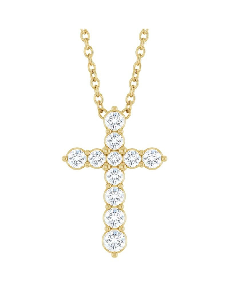 Colar Cruz Cravejado em Ouro 14k com Diamantes de Laboratório – Modelo 4