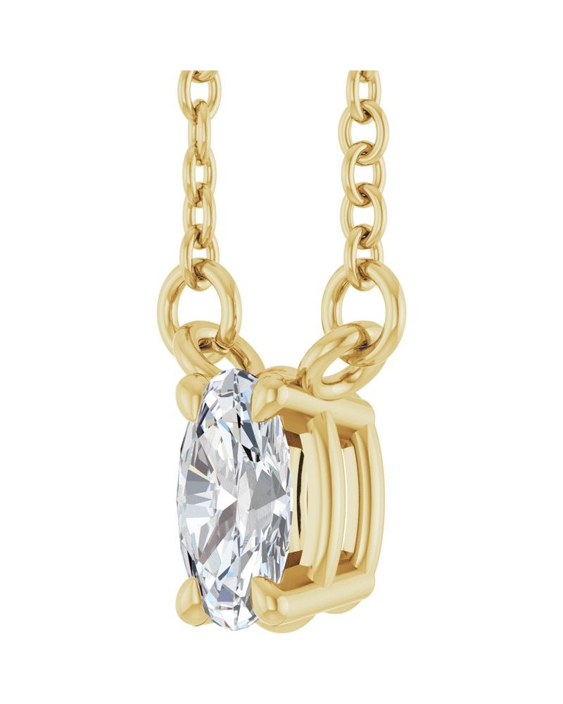 Colar Oval Quatro Garras em Ouro 14k com Diamantes de Laboratório