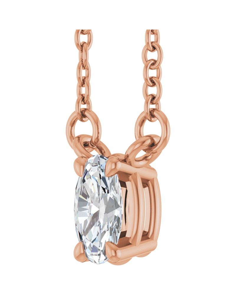 Colar Oval Quatro Garras em Ouro 14k com Diamantes de Laboratório