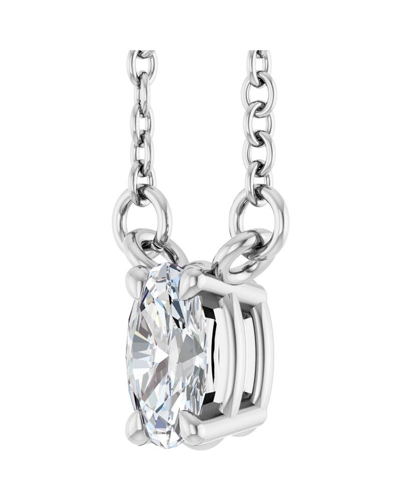 Colar Oval Quatro Garras em Ouro 14k com Diamantes de Laboratório