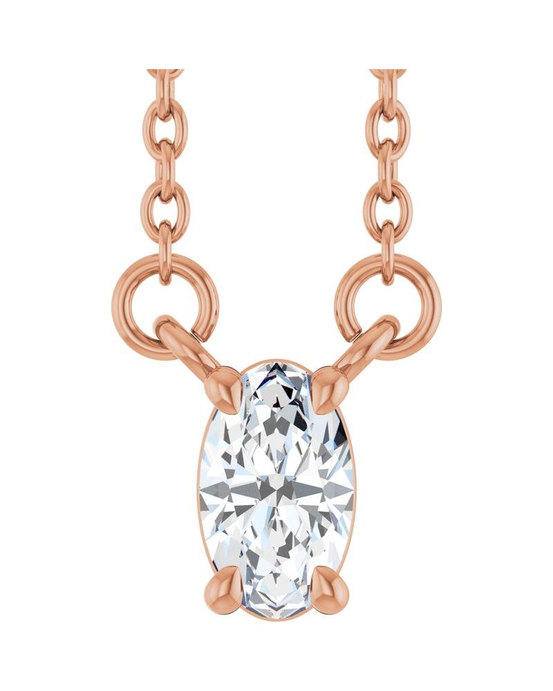 Colar Oval Quatro Garras em Ouro 14k com Diamantes de Laboratório