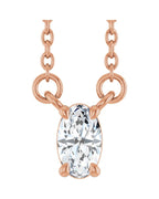 Colar Oval Quatro Garras em Ouro 14k com Diamantes de Laboratório