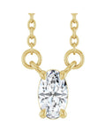Colar Oval Quatro Garras em Ouro 14k com Diamantes de Laboratório