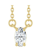 Colar Oval Quatro Garras em Ouro 14k com Diamantes de Laboratório