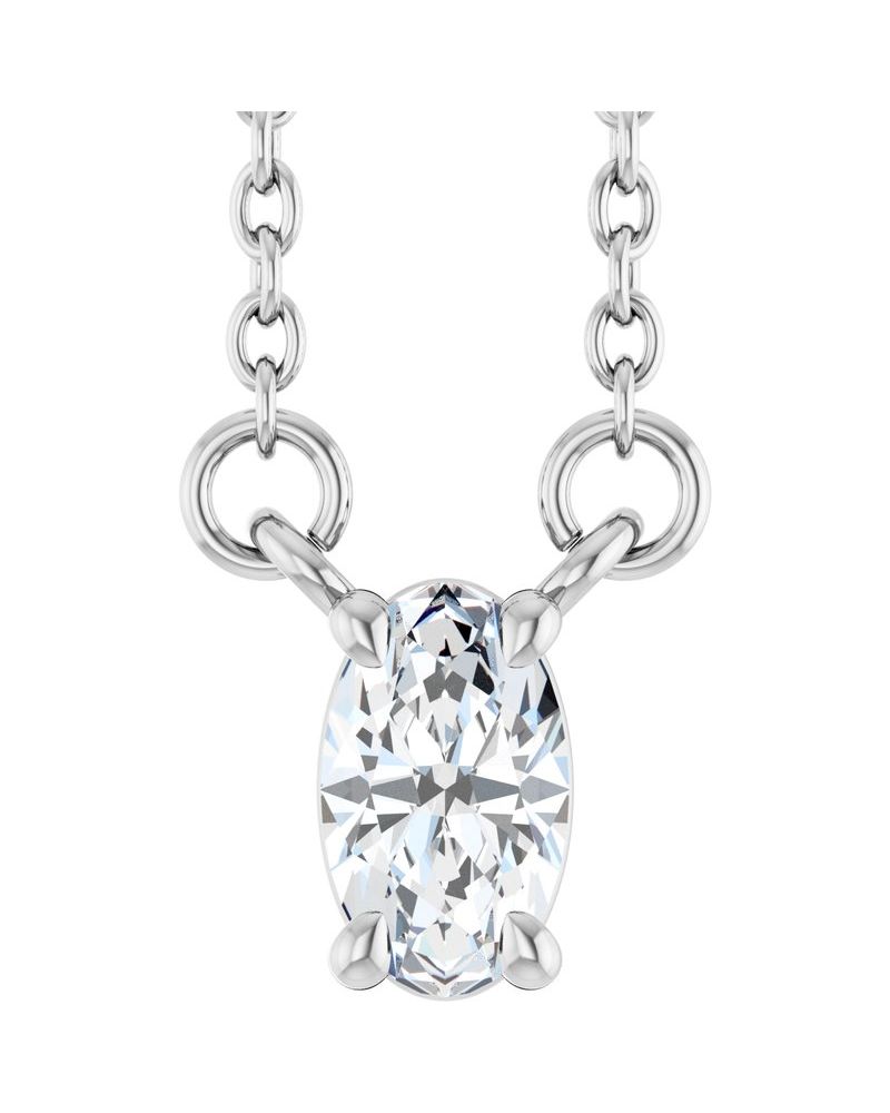 Colar Oval Quatro Garras em Ouro 14k com Diamantes de Laboratório