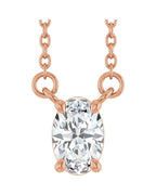 Colar Oval Quatro Garras em Ouro 14k com Diamantes de Laboratório