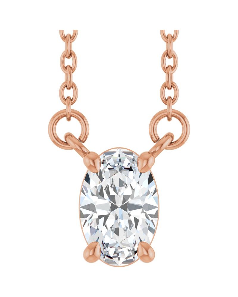 Colar Oval Quatro Garras em Ouro 14k com Diamantes de Laboratório