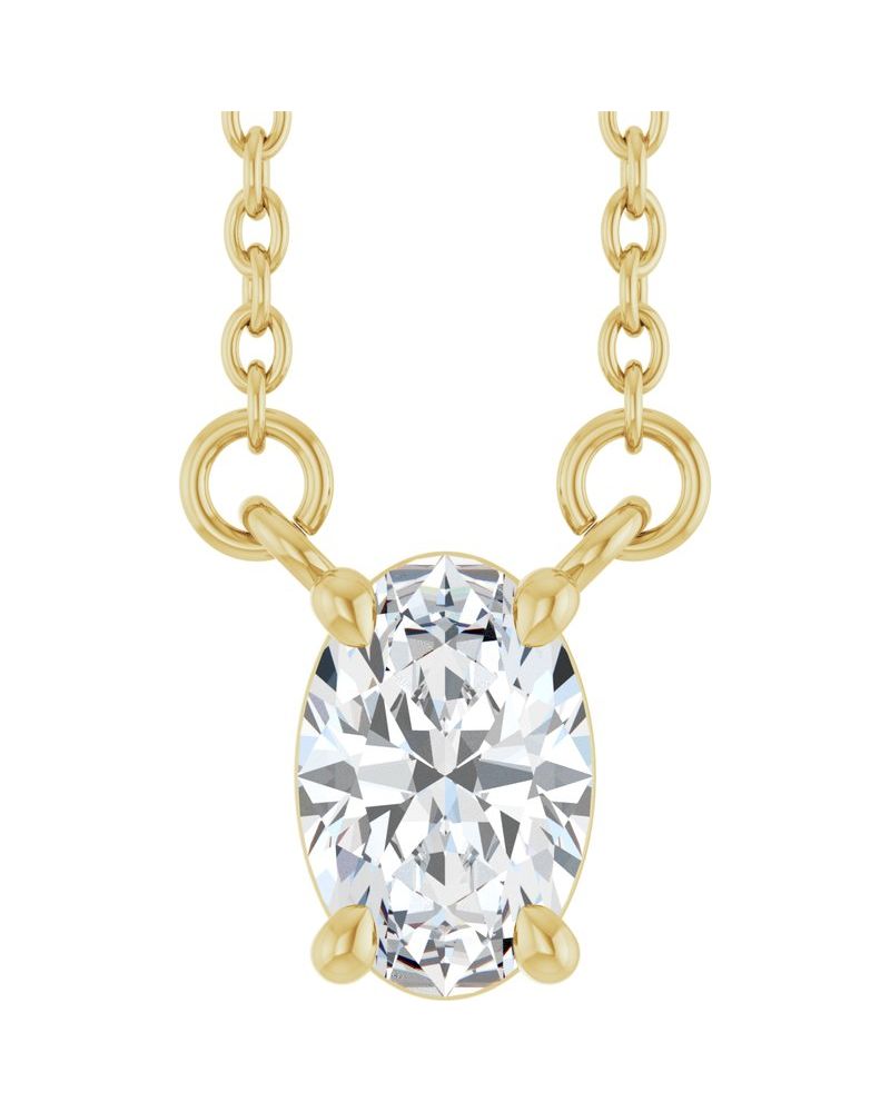 Colar Oval Quatro Garras em Ouro 14k com Diamantes de Laboratório