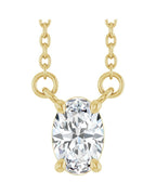 Colar Oval Quatro Garras em Ouro 14k com Diamantes de Laboratório