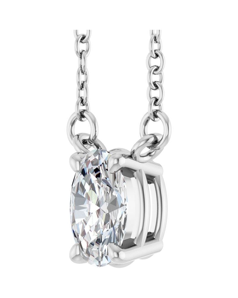 Colar Oval Quatro Garras em Ouro 14k com Diamantes de Laboratório