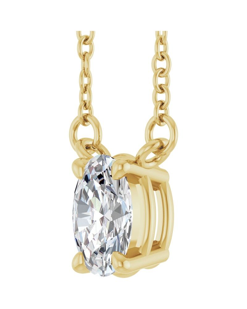 Colar Oval Quatro Garras em Ouro 14k com Diamantes de Laboratório