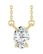 Colar Oval Quatro Garras em Ouro 14k com Diamantes de Laboratório