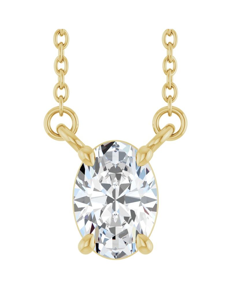 Colar Oval Quatro Garras em Ouro 14k com Diamantes de Laboratório