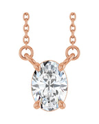 Colar Oval Quatro Garras em Ouro 14k com Diamantes de Laboratório