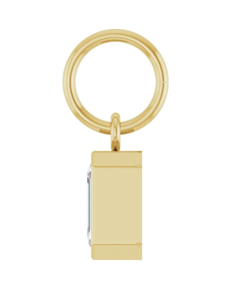 Pingente Esmeralda (lapidação) Solitário com Cravação Bezel em Ouro 14k com Diamantes de Laboratório