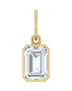 Pingente Esmeralda (lapidação) Solitário com Cravação Bezel em Ouro 14k com Diamantes de Laboratório