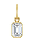 Pingente Esmeralda (lapidação) Solitário com Cravação Bezel em Ouro 14k com Diamantes de Laboratório