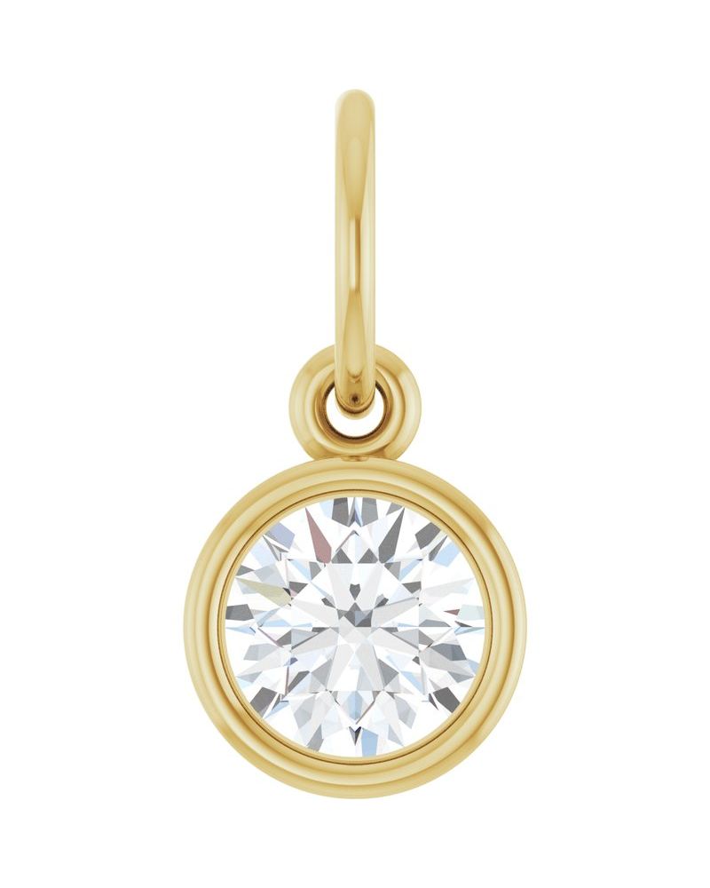 Pingente Solitário com Cravação Bezel em Ouro 14k com Diamantes de Laboratório – Modelo 2