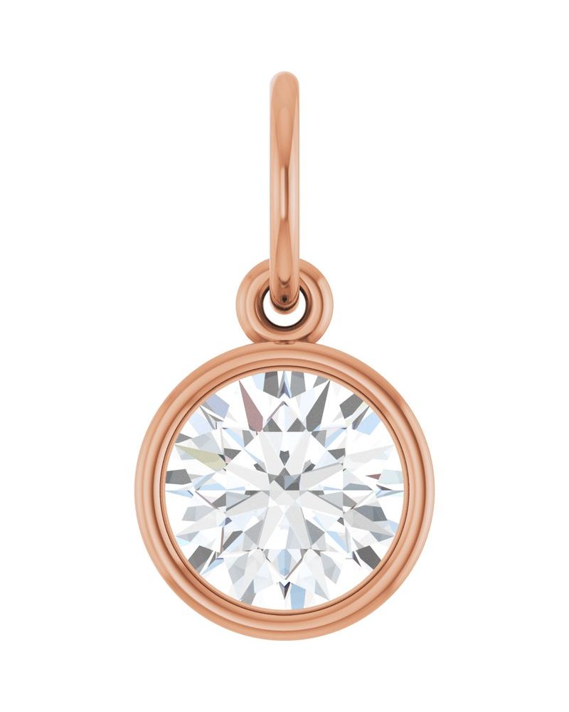 Pingente Solitário com Cravação Bezel em Ouro 14k com Diamantes de Laboratório – Modelo 2