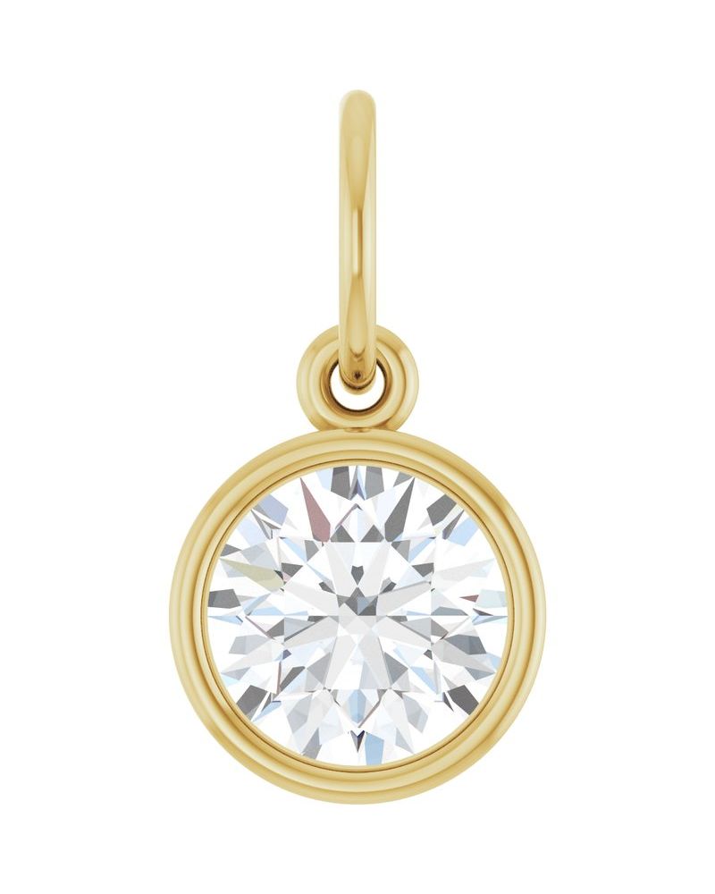 Pingente Solitário com Cravação Bezel em Ouro 14k com Diamantes de Laboratório – Modelo 2