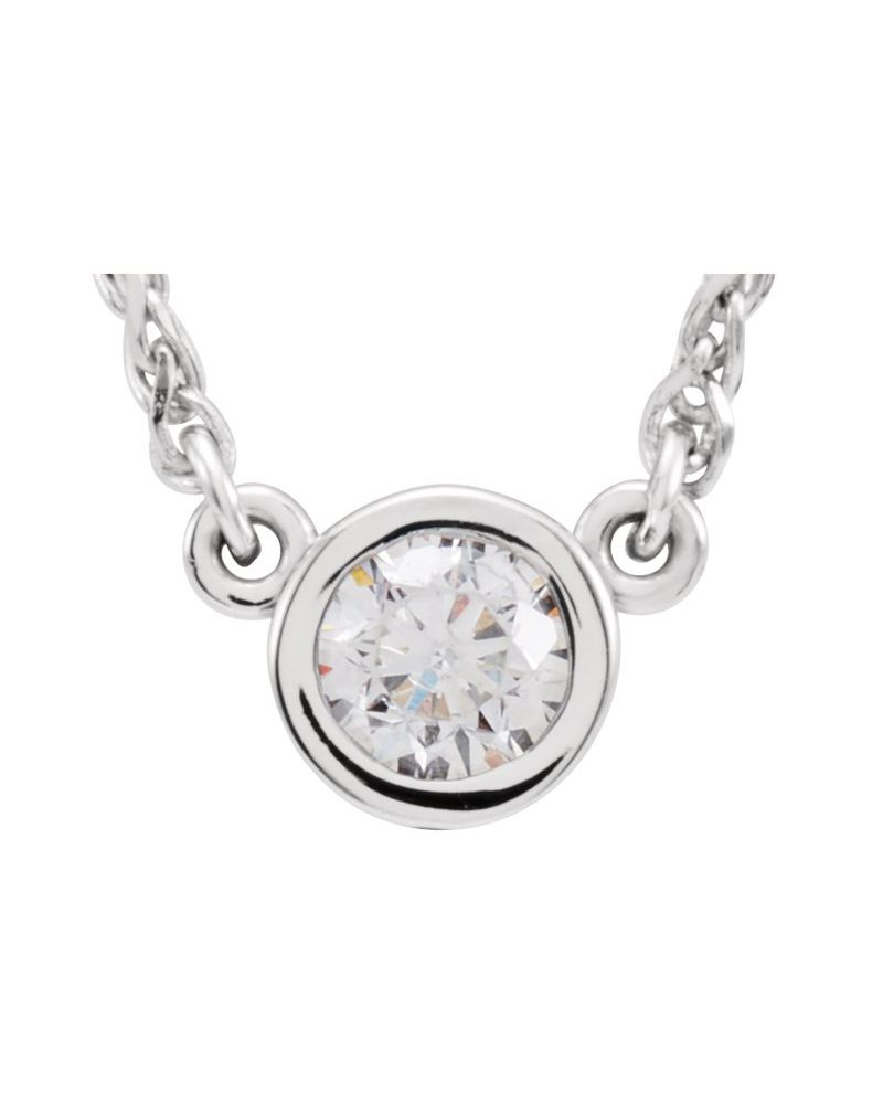 Colar Solitário com Cravação Bezel em Ouro 14k com Diamantes Naturais – Modelo 3