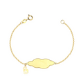 Pulseira Placa Nuvem Anjinho 13CM — Ouro 10K