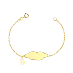 Pulseira Placa Nuvem Anjinho 13CM — Ouro 10K