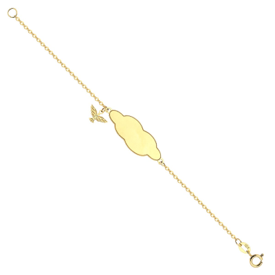 Pulseira Placa Nuvem Esp Santo 13CM — Ouro 10K