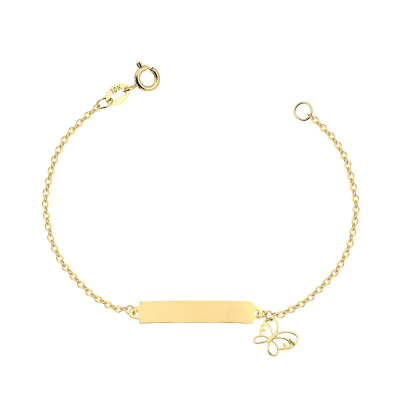 Pulseira Placa Borboleta Vzd Pendurada — Ouro 10K