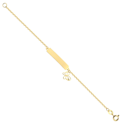 Pulseira Placa Borboleta Vzd Pendurada — Ouro 10K