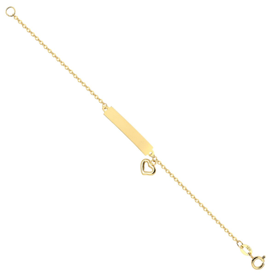 Pulseira Placa Coracao Vzd Abd Pendurado — Ouro 10K