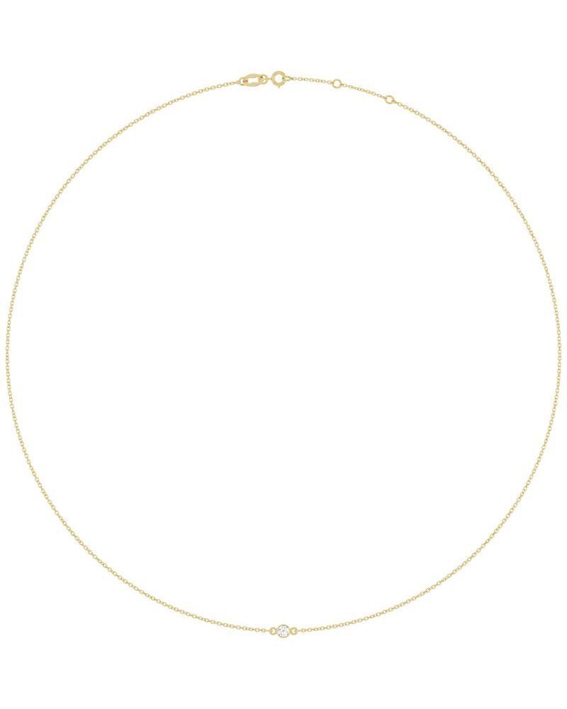 Colar Estações com Cravação Bezel em Ouro 14k com Diamantes de Laboratório