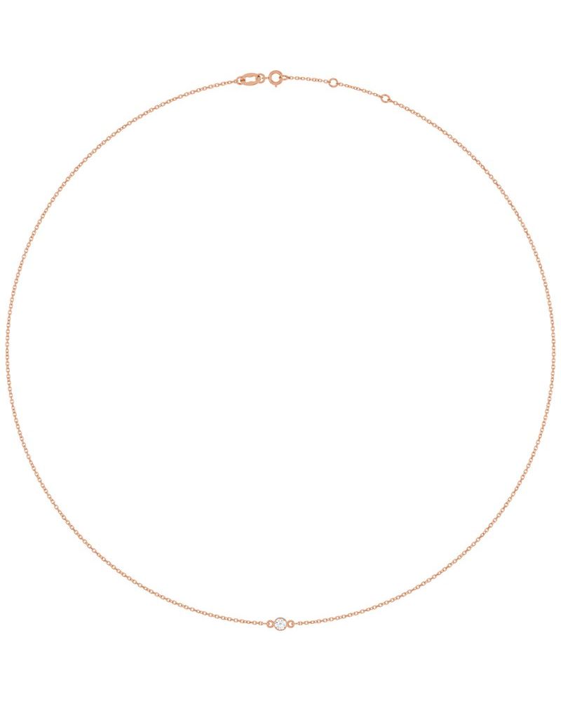 Colar Estações com Cravação Bezel em Ouro 14k com Diamantes de Laboratório