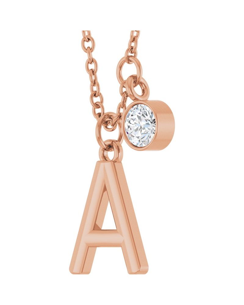 Colar Inicial Cravejado em Ouro 14k com Diamantes de Laboratório – Modelo 2
