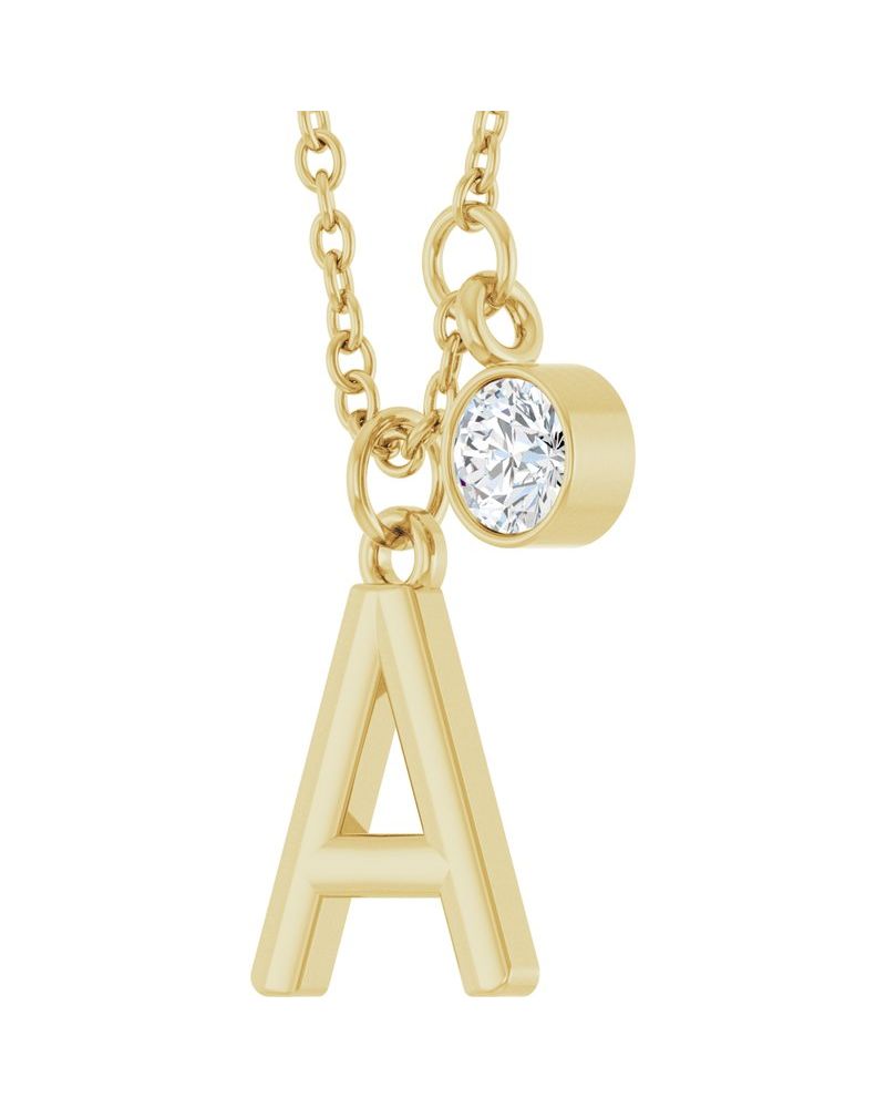 Colar Inicial Cravejado em Ouro 14k com Diamantes de Laboratório – Modelo 2