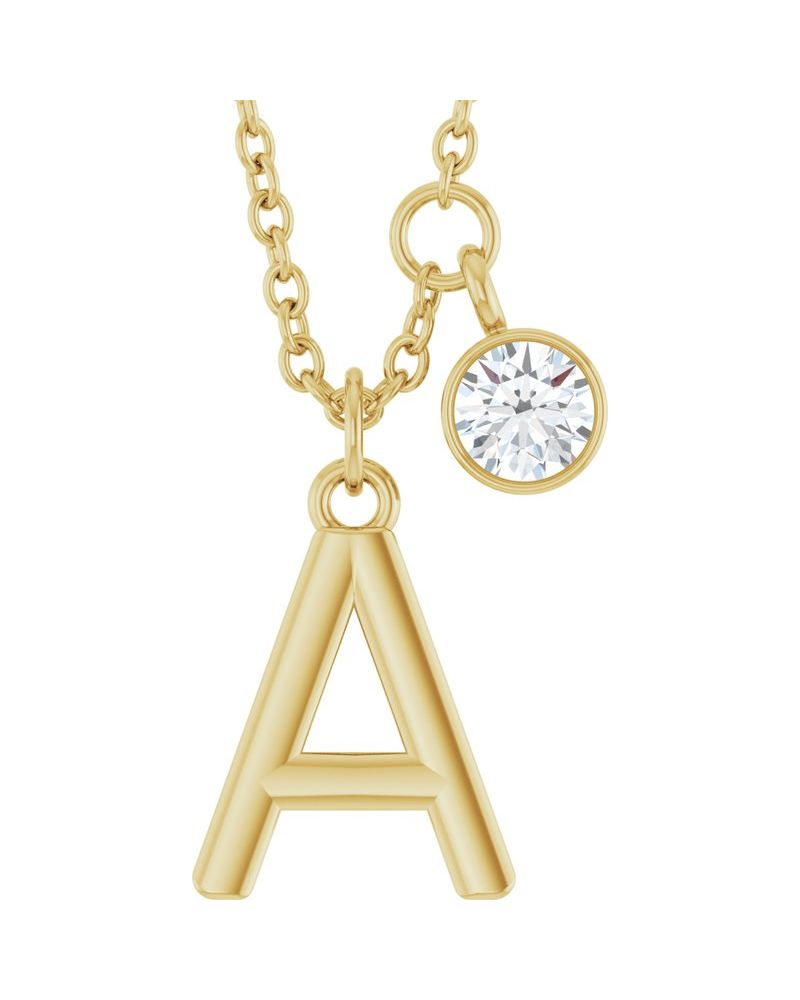 Colar Inicial Cravejado em Ouro 14k com Diamantes de Laboratório – Modelo 2