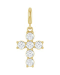 Pingente Cruz Cravejado em Ouro 14k com Diamantes de Laboratório – Modelo 11