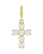 Pingente Cruz Cravejado em Ouro 14k com Diamantes de Laboratório – Modelo 11