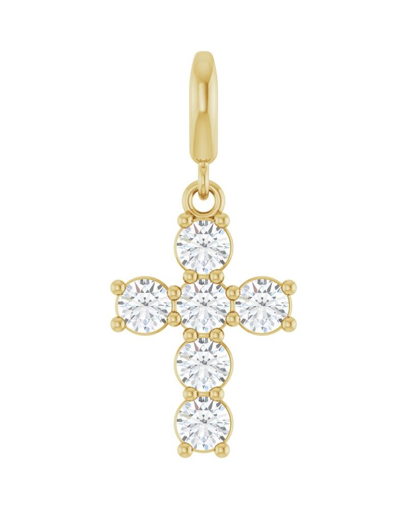 Pingente Cruz Cravejado em Ouro 14k com Diamantes de Laboratório – Modelo 11