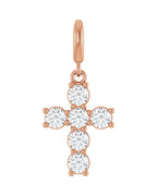 Pingente Cruz Cravejado em Ouro 14k com Diamantes de Laboratório – Modelo 11