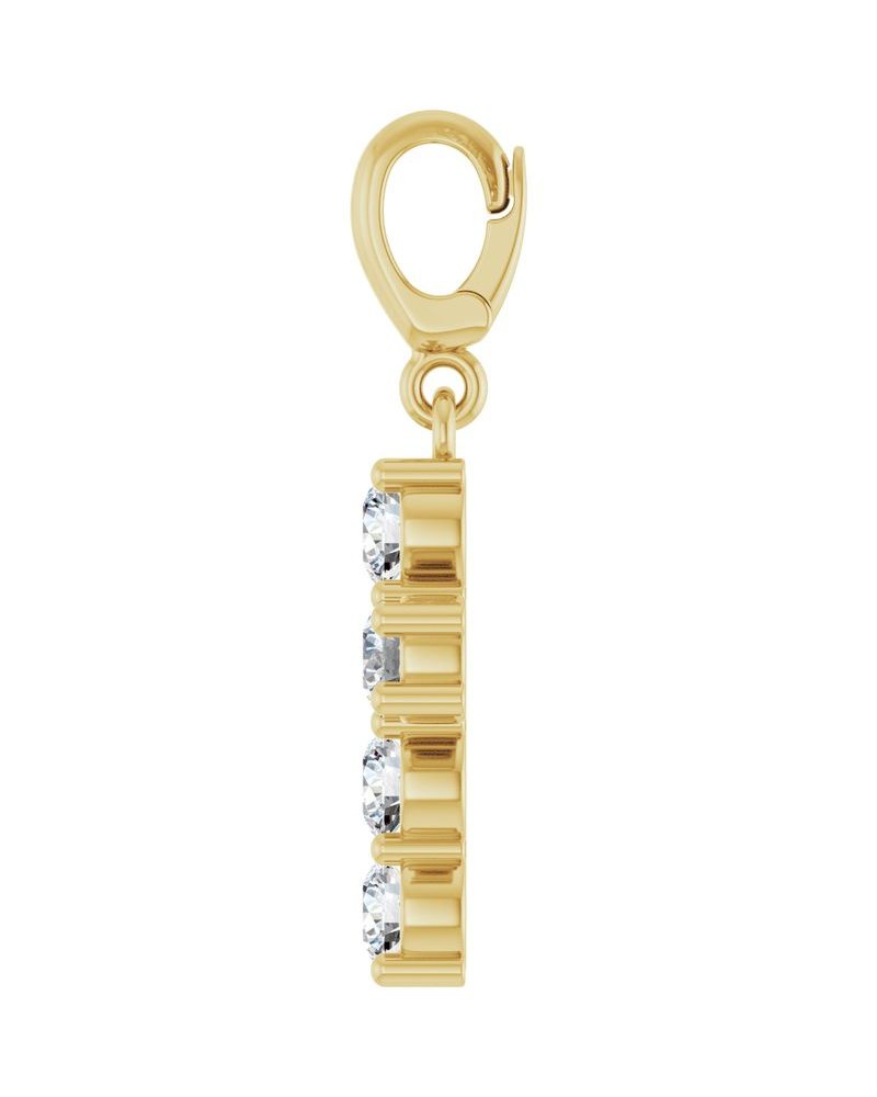 Pingente Cruz Cravejado em Ouro 14k com Diamantes de Laboratório – Modelo 11